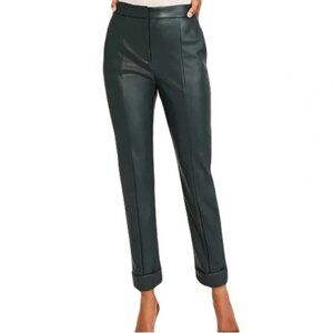 Ann Taylor Dark Green Faux Leather Petite Pants - Size 00P